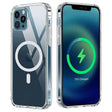 Husă silicon transparentă iPhone 12 Pro Max cu MagSafe, vedere frontală pe telefon