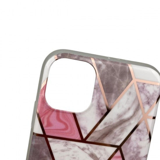 Husa protectie Flippy compatibila cu Apple iPhone 12 Pro Soft IMD TPU Marble Geometric Alb - vivimall.ro