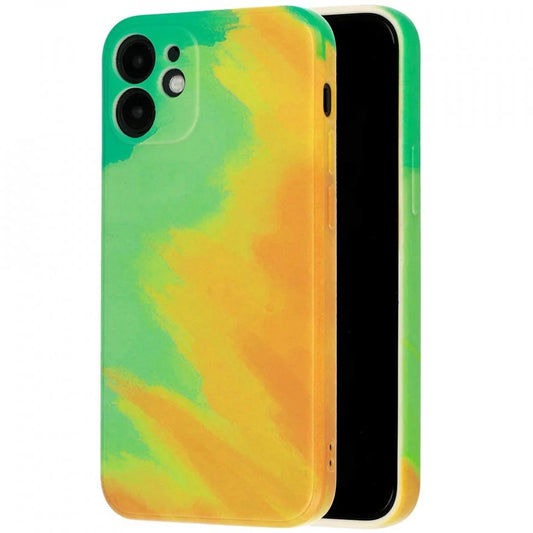 Husa protectie Vivimall compatibila cu Apple iPhone 12 Tpu Ombre, Verde/Galben - vivimall.ro