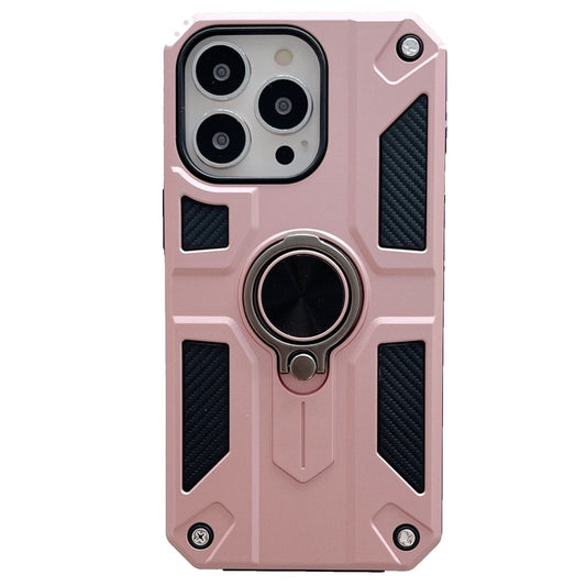 Husa protectie Vivimall compatibila cu Apple iPhone 13 Defender Model 5 cu suport prindere inel,Roz Auriu - vivimall.ro