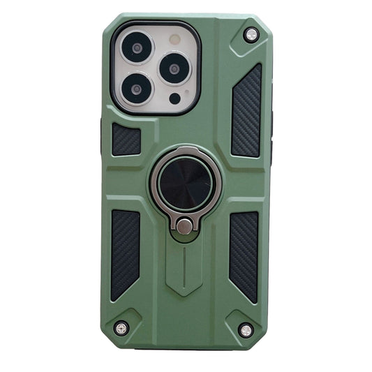 Husa protectie Vivimall compatibila cu Apple iPhone 13 Defender Model 5 cu suport prindere inel,Verde - vivimall.ro