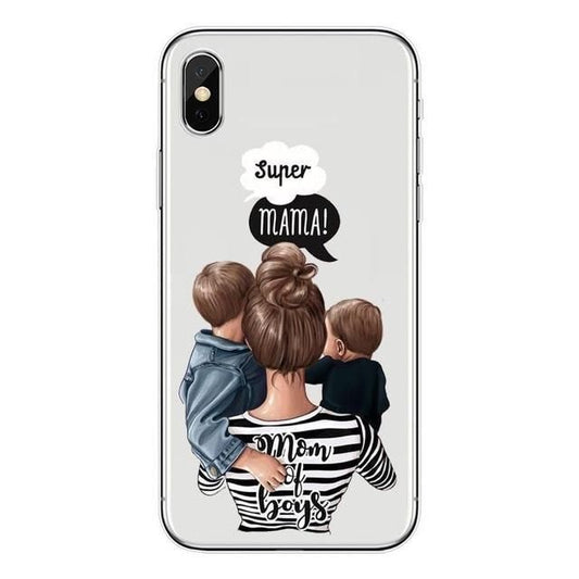 Husa protectie Vivimall compatibila cu Apple iPhone 13 Glass print Super Mom Multicolor - vivimall.ro