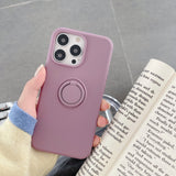 Husa protectie Flippy compatibila cu Apple iPhone 13 Liquid Silicone Ring cu suport rotativ Mov - vivimall.ro