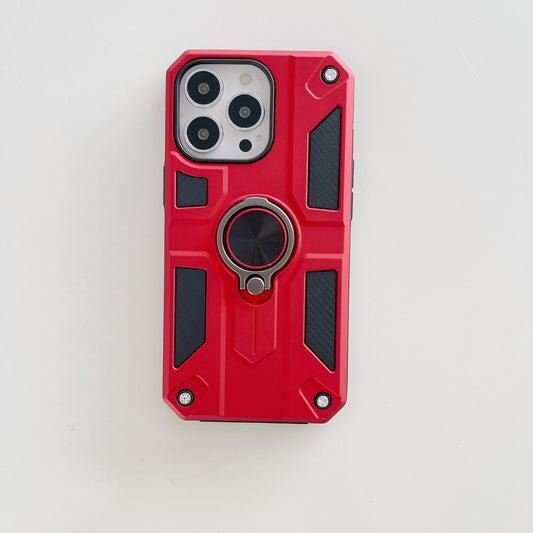 Husa protectie Vivimall compatibila cu Apple iPhone 13 Mini Defender Model 5 cu suport prindere inel,Rosu - vivimall.ro