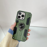 Husa protectie Flippy compatibila cu Apple iPhone 13 Mini Defender Model 5 cu suport prindere inel,Verde - vivimall.ro