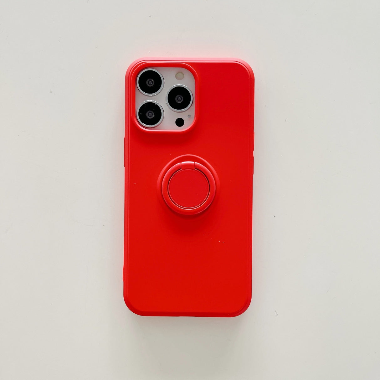 Husa protectie Flippy compatibila cu Apple iPhone 13 Mini Liquid Silicone Ring cu suport rotativ Rosu - vivimall.ro