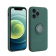 Husă silicon lichid verde pentru iPhone 13 Mini cu inel rotativ 360°, vedere frontală