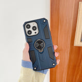 Husa protectie Flippy compatibila cu Apple iPhone 13 Pro Defender Model 5 cu suport prindere inel,Albastru - vivimall.ro