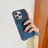 Husa protectie Flippy compatibila cu Apple iPhone 13 Pro Defender Model 5 cu suport prindere inel,Albastru - vivimall.ro