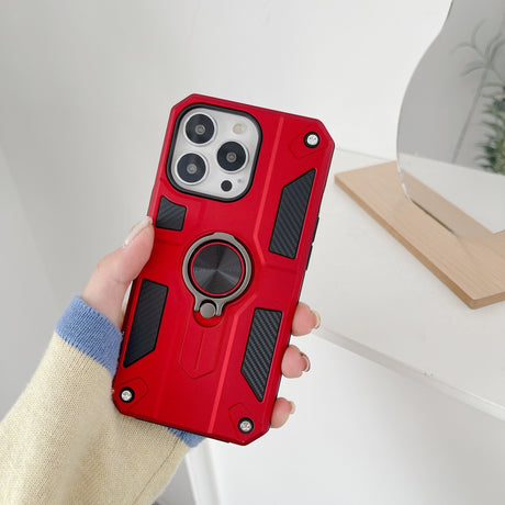 Husa protectie Flippy compatibila cu Apple iPhone 13 Pro Defender Model 5 cu suport prindere inel,Rosu - vivimall.ro