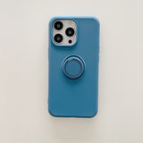 Husa protectie Flippy compatibila cu Apple iPhone 13 Pro Liquid Silicone Ring cu suport rotativ Albastru - vivimall.ro