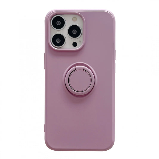 Husa protectie Vivimall compatibila cu Apple iPhone 13 Pro Liquid Silicone Ring cu suport rotativ Mov - vivimall.ro