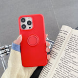 Husa protectie Flippy compatibila cu Apple iPhone 13 Pro Max Liquid Silicone Ring cu suport rotativ Rosu - vivimall.ro