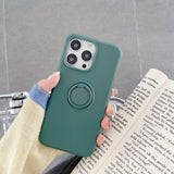 Husa protectie Flippy compatibila cu Apple iPhone 13 Pro Max Liquid Silicone Ring cu suport rotativ Verde - vivimall.ro