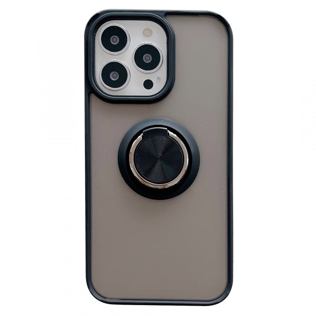 Husa protectie Flippy compatibila cu Apple iPhone 13 Pro Max Liquid Silicone Ring cu suport rotativ Transparent - vivimall.ro