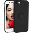 Husă iPhone 7/8/SE 2020 din silicon lichid negru cu inel rotativ 360°, vedere frontală