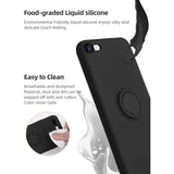 Husa protectie Flippy compatibila cu Apple iPhone 7/8/SE 2020 Liquid Silicone Ring cu suport rotativ Negru - vivimall.ro