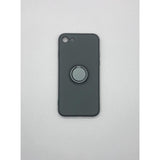 Husa protectie Flippy compatibila cu Apple iPhone 7/8/SE 2020 Liquid Silicone Ring cu suport rotativ Negru - vivimall.ro