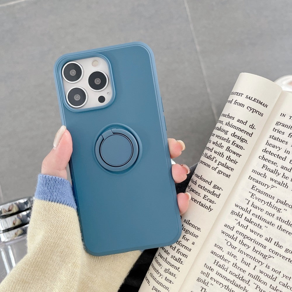 Husa protectie Flippy compatibila cu Huawei P Smart 2021 Liquid Silicone Ring cu suport rotativ Albastru - vivimall.ro