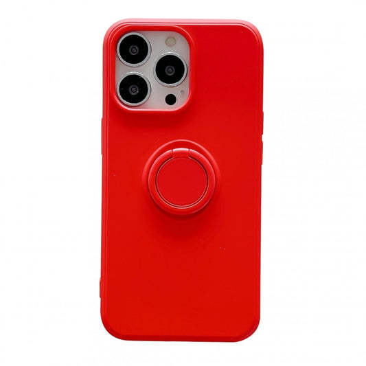 Husa protectie Vivimall compatibila cu Huawei P Smart 2021 Liquid Silicone Ring cu suport rotativ Rosu - vivimall.ro