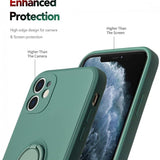 Husa protectie Flippy compatibila cu Huawei P Smart 2021 Liquid Silicone Ring cu suport rotativ Verde - vivimall.ro