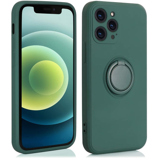 Husa protectie Vivimall compatibila cu Huawei P40 Lite E Liquid Silicone Ring cu suport rotativ Verde - vivimall.ro