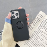 Husa protectie Flippy compatibila cu Huawei P40 Lite Liquid Silicone Ring cu suport rotativ Negru - vivimall.ro