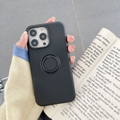 Husa protectie Flippy compatibila cu Huawei P40 Lite Liquid Silicone Ring cu suport rotativ Negru - vivimall.ro