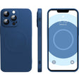 Husa protectie Vivimall compatibila cu iPhone 12 (6.1), Liquid MagSafe, ring-shaped, magnetica, Albastru - vivimall.ro