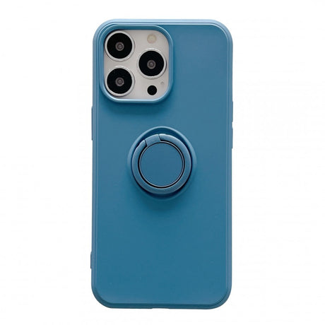 Husa protectie Flippy compatibila cu Samsung A21S Liquid Silicone Ring cu suport rotativ Albastru - vivimall.ro