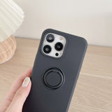 Husa protectie Flippy compatibila cu Samsung A21S Liquid Silicone Ring cu suport rotativ Negru - vivimall.ro