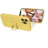 Husa protectie Flippy compatibila cu Samsung A32 4G Liquid Silicone Ring cu suport rotativ Galben - vivimall.ro