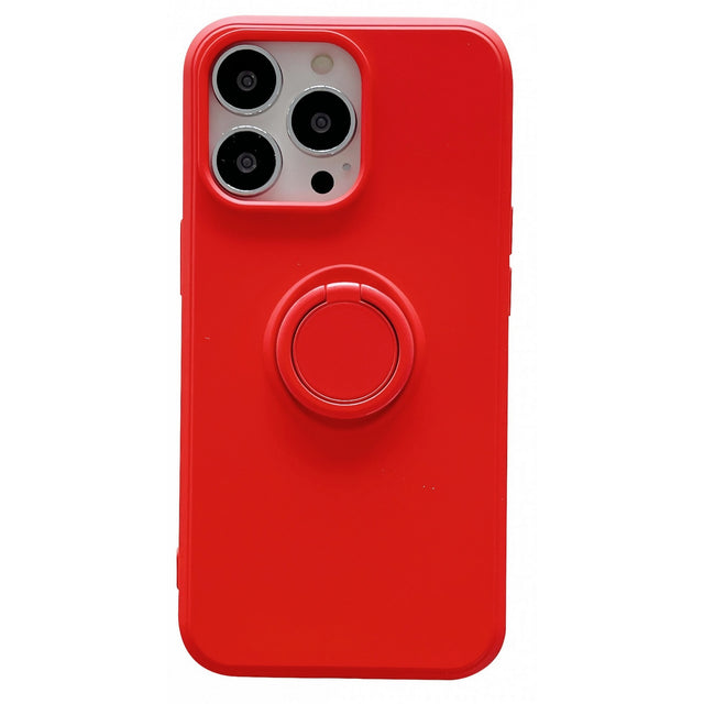 Husa protectie Flippy compatibila cu Samsung Galaxy A12 Liquid Silicone Ring cu suport rotativ Rosu - vivimall.ro