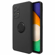 Husă silicon lichid neagră cu inel rotativ 360° pentru Samsung Galaxy A32 5G, vedere frontală