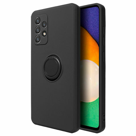 Husa protectie Flippy compatibila cu Samsung Galaxy A32 5G Liquid Silicone Ring cu suport rotativ Negru - vivimall.ro