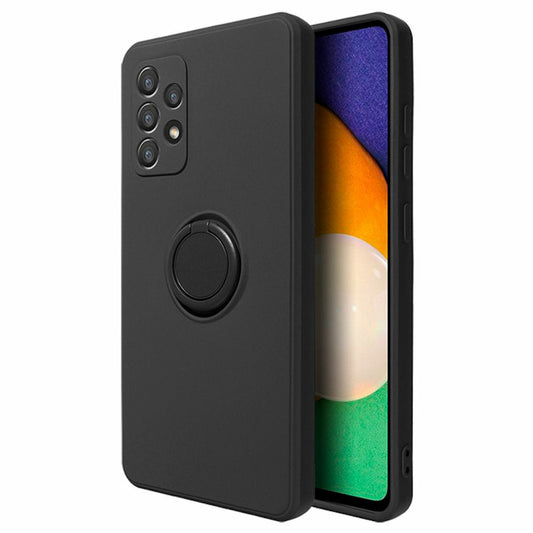 Husa protectie Vivimall compatibila cu Samsung Galaxy A32 5G Liquid Silicone Ring cu suport rotativ Negru - vivimall.ro