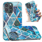 Husa protectie Flippy compatibila cu Samsung Galaxy A32 5G Soft IMD TPU Marble Geometric Albastru - vivimall.ro