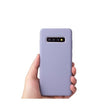 Husă silicon lichid mov pentru Samsung Galaxy S10, vedere frontală, protecție cameră și lateral