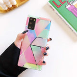 Husa protectie Flippy compatibila cu Samsung Galaxy S21 Ultra Soft IMD TPU Marble Geometric Roz - vivimall.ro