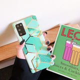 Husa protectie Flippy compatibila cu Samsung Galaxy S21 Ultra Soft IMD TPU Marble Geometric Verde - vivimall.ro