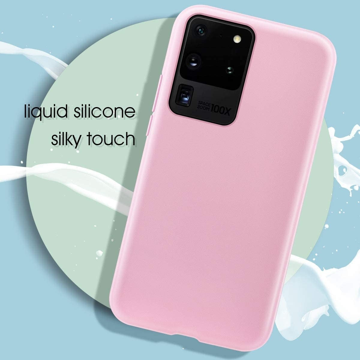 Husa protectie Flippy compatibila cu Samsung S20 Ultra Liquid Silicone Case Roz - vivimall.ro