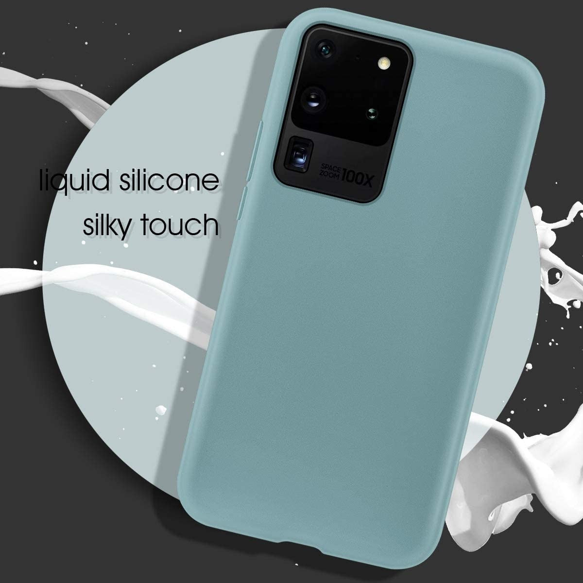 Husa protectie Flippy compatibila cu Samsung S20 Ultra Liquid Silicone Case Verde - vivimall.ro