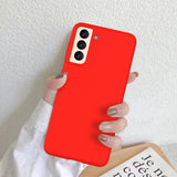 Husa protectie Flippy compatibila cu Samsung S21 5G Liquid Silicone Case Rosu - vivimall.ro