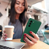 Husa Protectie, Flippy, compatibila cu Samsung S21 5G, Liquid Silicone, Verde - vivimall.ro