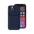 Husă iPhone 12 Pro cu suport card din silicon flexibil, culoare albastru închis, vedere frontală