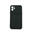 Husă silicon neagră cu suport card pentru Apple iPhone 7 și iPhone 8, vedere frontală