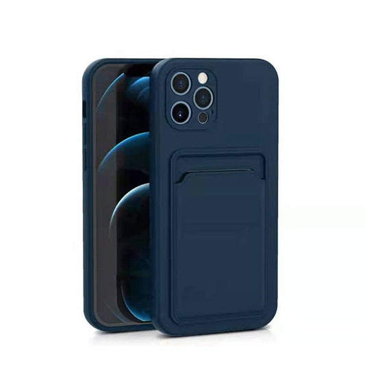 Husa protectie Vivimall cu suport card compatibila cu Samsung A22 5G Albastru Inchis - vivimall.ro