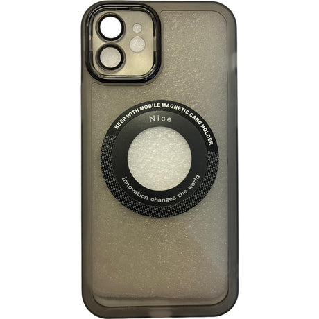 Husă magnetică neagră pentru Apple iPhone 11 cu decupaj logo, vedere frontală închisă
