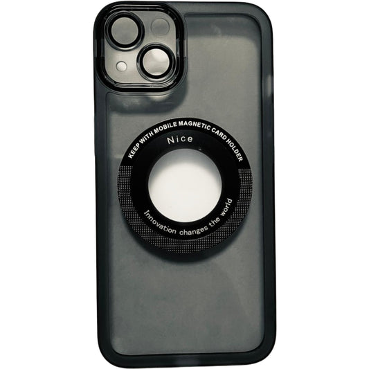 Husa protectie Vivimall pentru Apple iPhone 14 Plus decupaj logo, magnetica, Protectie Camera, Negru - vivimall.ro