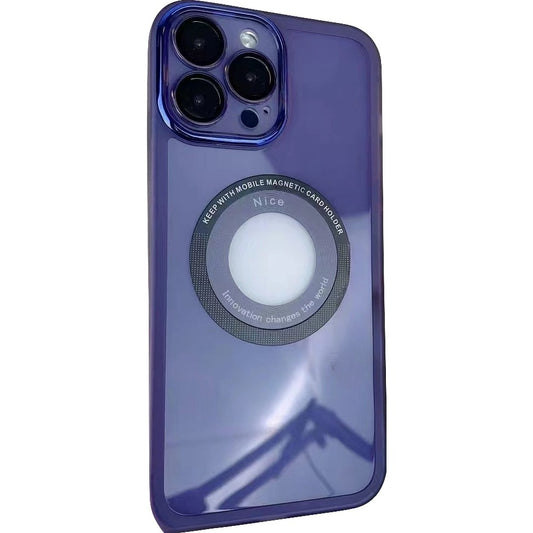 Husa protectie MagSafe TPU, Vivimall, pentru iPhone 14 Pro Max, cu decupaj logo, cu Folie Sticla Camera, Mov - vivimall.ro